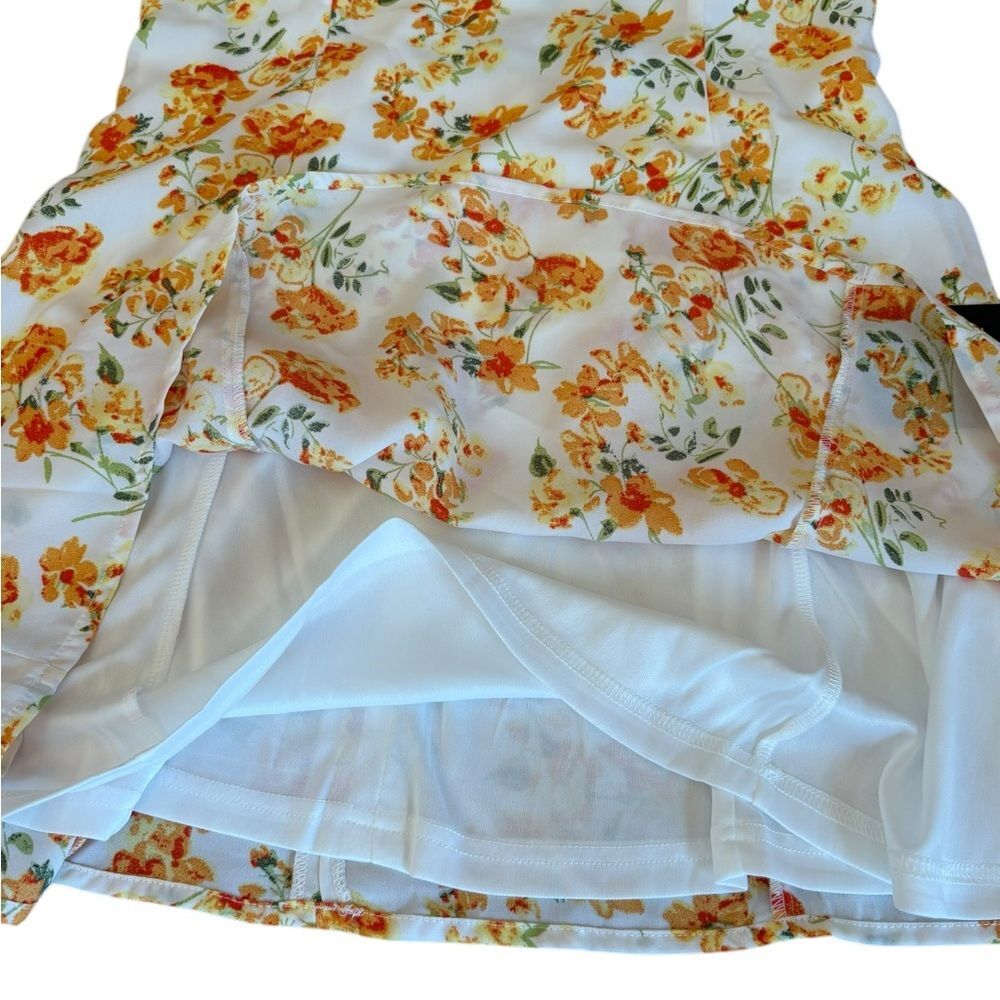 Lulus Day Date Tie Back White Orange Floral Mini Dress Womens Size Large New - Picture 8 of 13